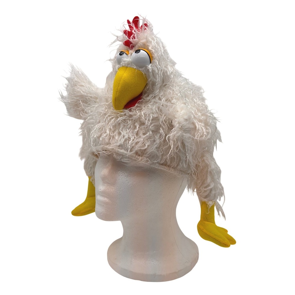 Elope Chicken Hat White Shaggy Plush Bird Rooster Novelty Costume Funny Cosplay
